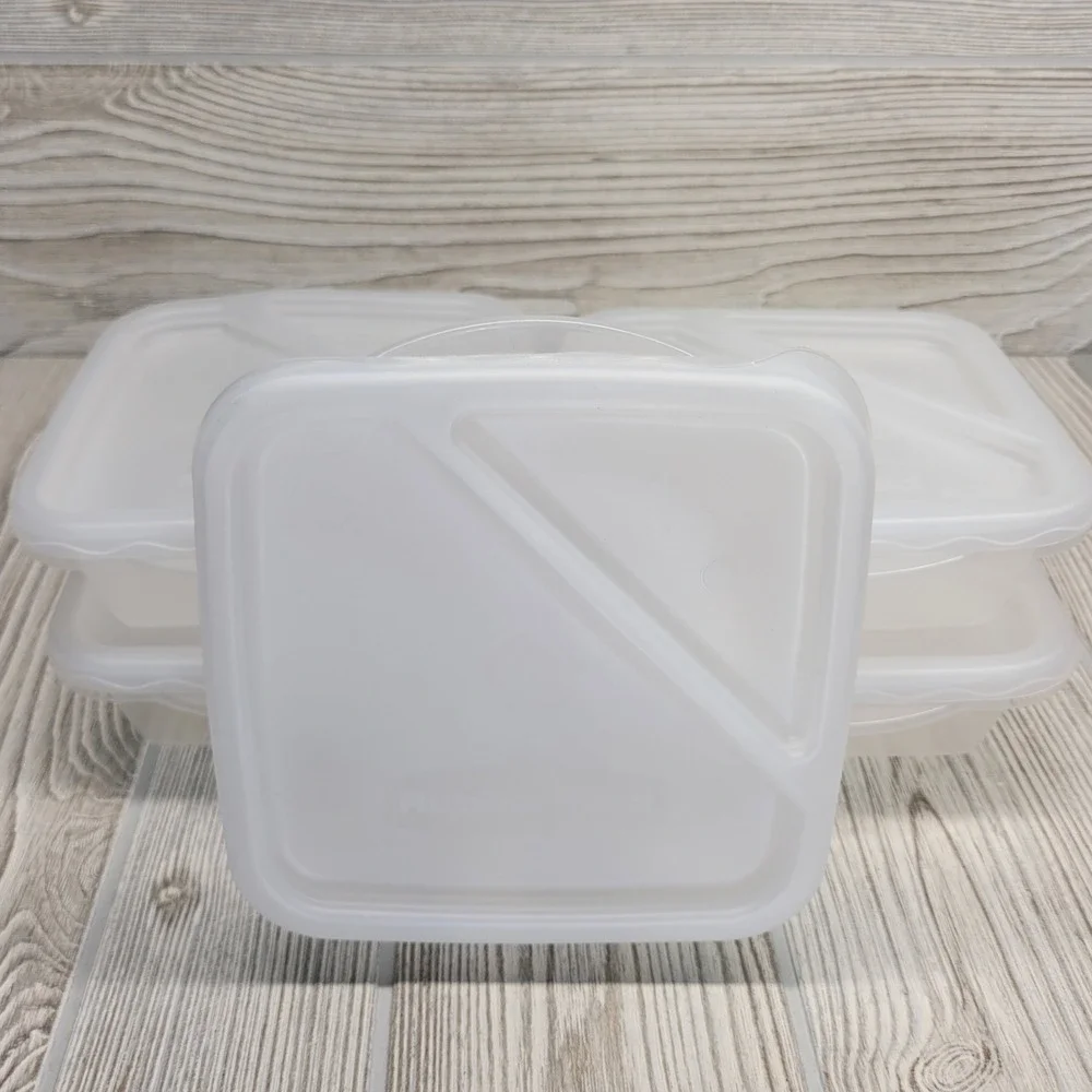 Rubbermaid Food Storage Containers 5pc Set Clear 2 Compartment 2.5 Cup Divided‎
